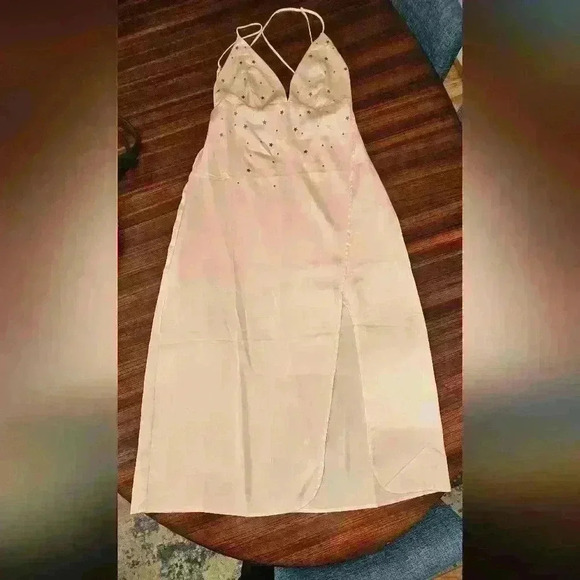 For Love & Lemons Twinkle Blush Pink Slip Backless Tank Midi Dress Size S EUC - Picture 3 of 16